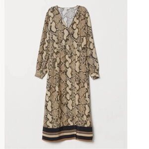 H&M Animal Print Midi Dress - Cream and Brown